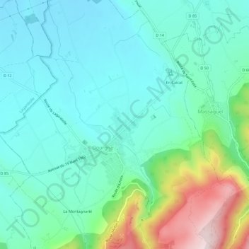 Topografische kaart La Rivière Basse, hoogte, reliëf
