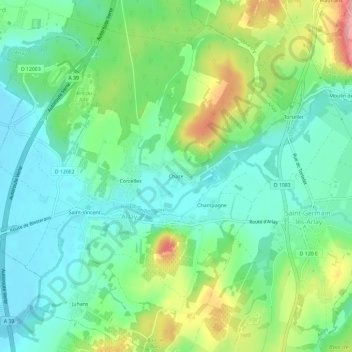 Topografische kaart Chaze, hoogte, reliëf