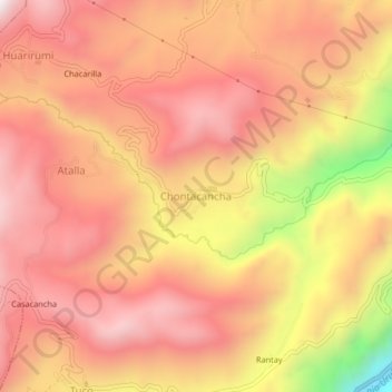 Topografische kaart Chontacancha, hoogte, reliëf