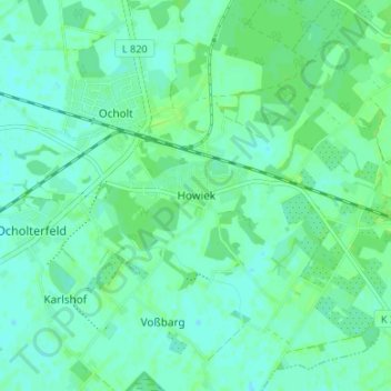 Topografische kaart Howiek, hoogte, reliëf