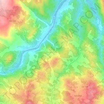 Topografische kaart Badamalos, hoogte, reliëf