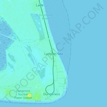 Topografische kaart Lydd-on-Sea, hoogte, reliëf