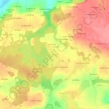 Topografische kaart La Filiais, hoogte, reliëf