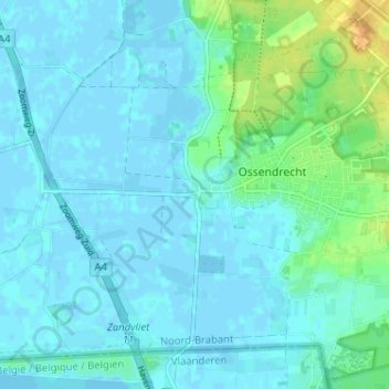 Topografische kaart Aanwas, hoogte, reliëf