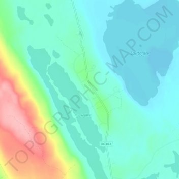 Topografische kaart Saittarova, hoogte, reliëf