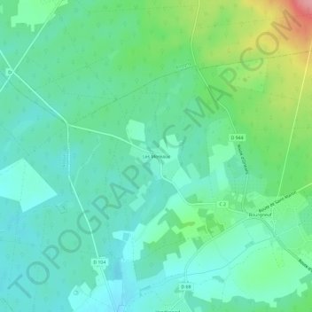 Topografische kaart Les Moreaux, hoogte, reliëf