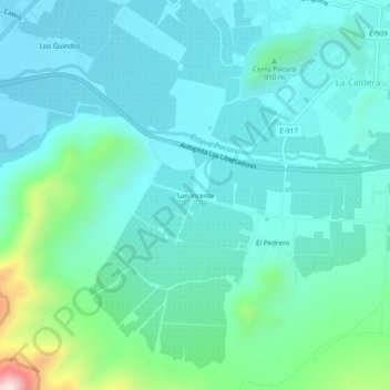 Topografische kaart San Vicente, hoogte, reliëf