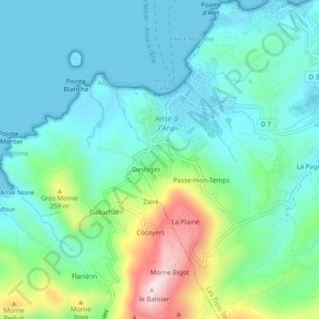 Topografische kaart Papias, hoogte, reliëf