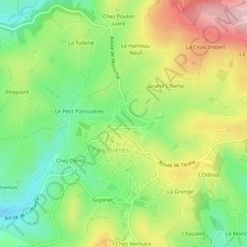 Topografische kaart Chez Polon, hoogte, reliëf