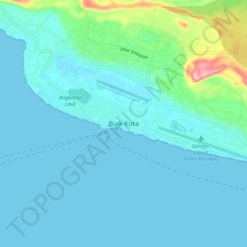 Topografische kaart Biak Kota, hoogte, reliëf