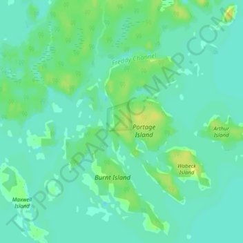 Topografische kaart Georgian Bay Islands National Park, hoogte, reliëf