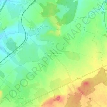 Topografische kaart Ravennefontaines, hoogte, reliëf