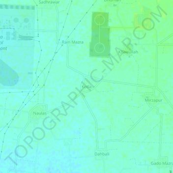 Topografische kaart Kotla, hoogte, reliëf