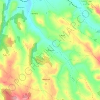 Topografische kaart La Pelousié, hoogte, reliëf