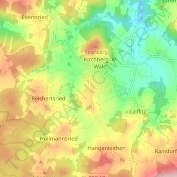 Topografische kaart Unterneumais, hoogte, reliëf