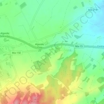 Topografische kaart Son Cortana, hoogte, reliëf