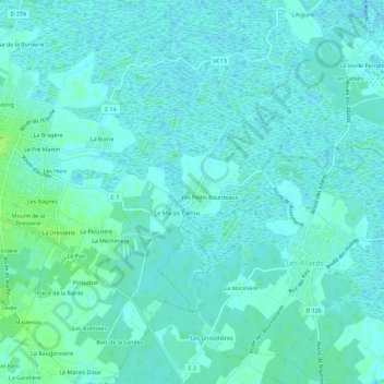 Topografische kaart Arceau, hoogte, reliëf