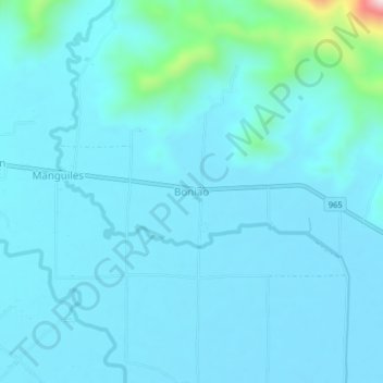 Topografische kaart Boniao, hoogte, reliëf