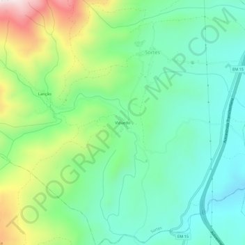 Topografische kaart Viduedo, hoogte, reliëf