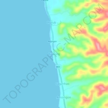 Topografische kaart Balaring, hoogte, reliëf