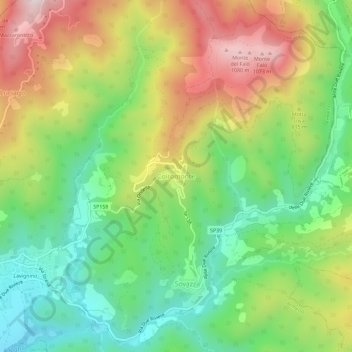 Topografische kaart Coiromonte, hoogte, reliëf