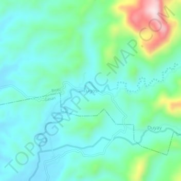 Topografische kaart Tugos, hoogte, reliëf