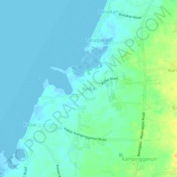 Topografische kaart Kodia, hoogte, reliëf