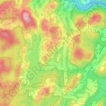 Topografische kaart Smoke Rise, hoogte, reliëf