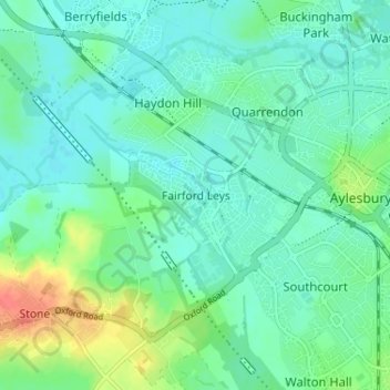 Topografische kaart Fairford Leys, hoogte, reliëf