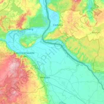 Topografische kaart Oderaue, hoogte, reliëf