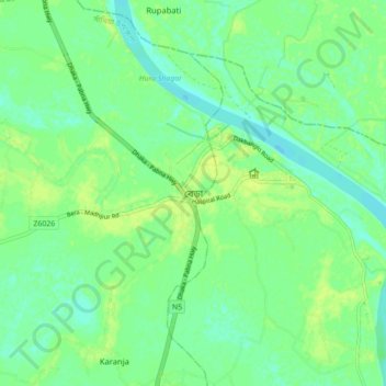 Topografische kaart Bera, hoogte, reliëf