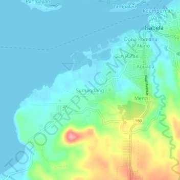 Topografische kaart Sumagdang, hoogte, reliëf