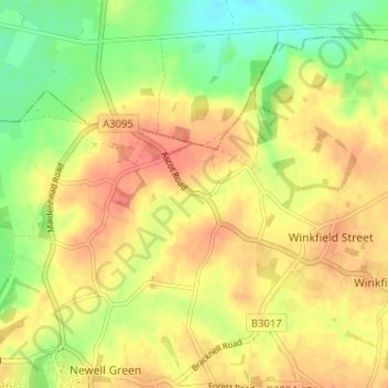 Topografische kaart Nuptown, hoogte, reliëf