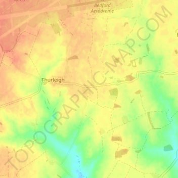 Topografische kaart Cross End, hoogte, reliëf