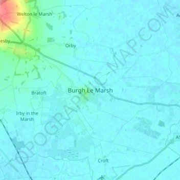 Topografische kaart Burgh Le Marsh, hoogte, reliëf