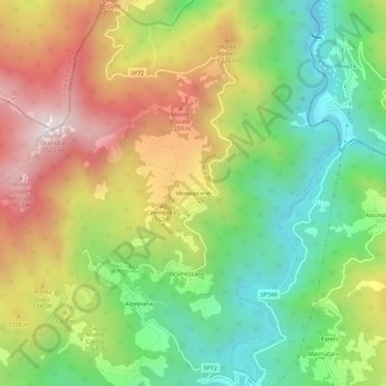 Topografische kaart Vicosoprano, hoogte, reliëf
