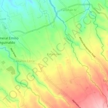 Topografische kaart Kabulusan, hoogte, reliëf