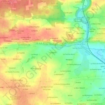 Topografische kaart La Valière, hoogte, reliëf