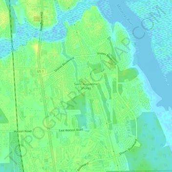 Topografische kaart Saint Augustine Shores, hoogte, reliëf