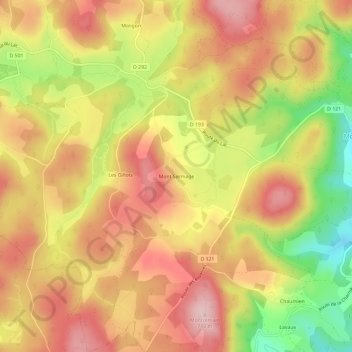 Topografische kaart Montsermage, hoogte, reliëf
