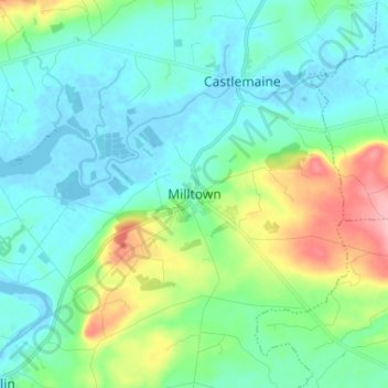 Topografische kaart Milltown, hoogte, reliëf