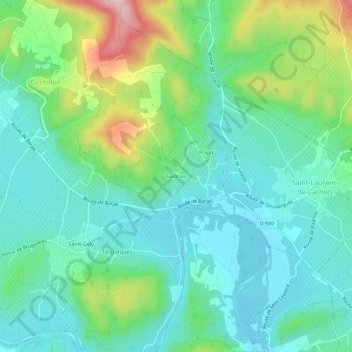Topografische kaart Ivagnas, hoogte, reliëf