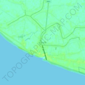 Topografische kaart Kuakata, hoogte, reliëf