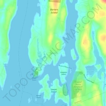 Topografische kaart Trevett, hoogte, reliëf