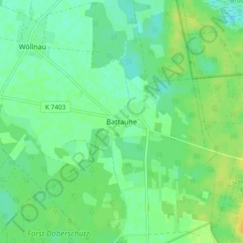 Topografische kaart Battaune, hoogte, reliëf