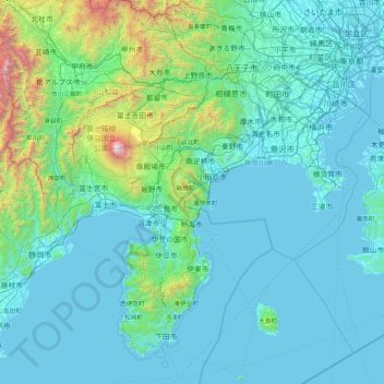 Topografische kaart Ashigarashimo County, hoogte, reliëf