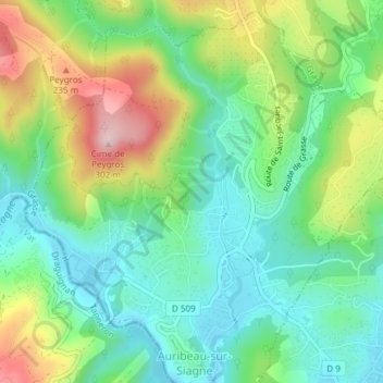 Topografische kaart Carel, hoogte, reliëf