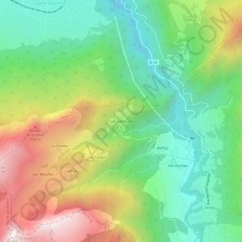 Topografische kaart Les Sambuis, hoogte, reliëf