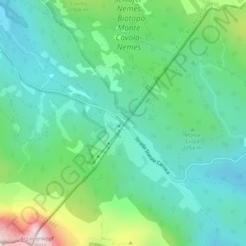 Topografische kaart Kreuzbergpass, hoogte, reliëf