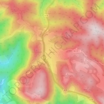 Topografische kaart Gorriti, hoogte, reliëf